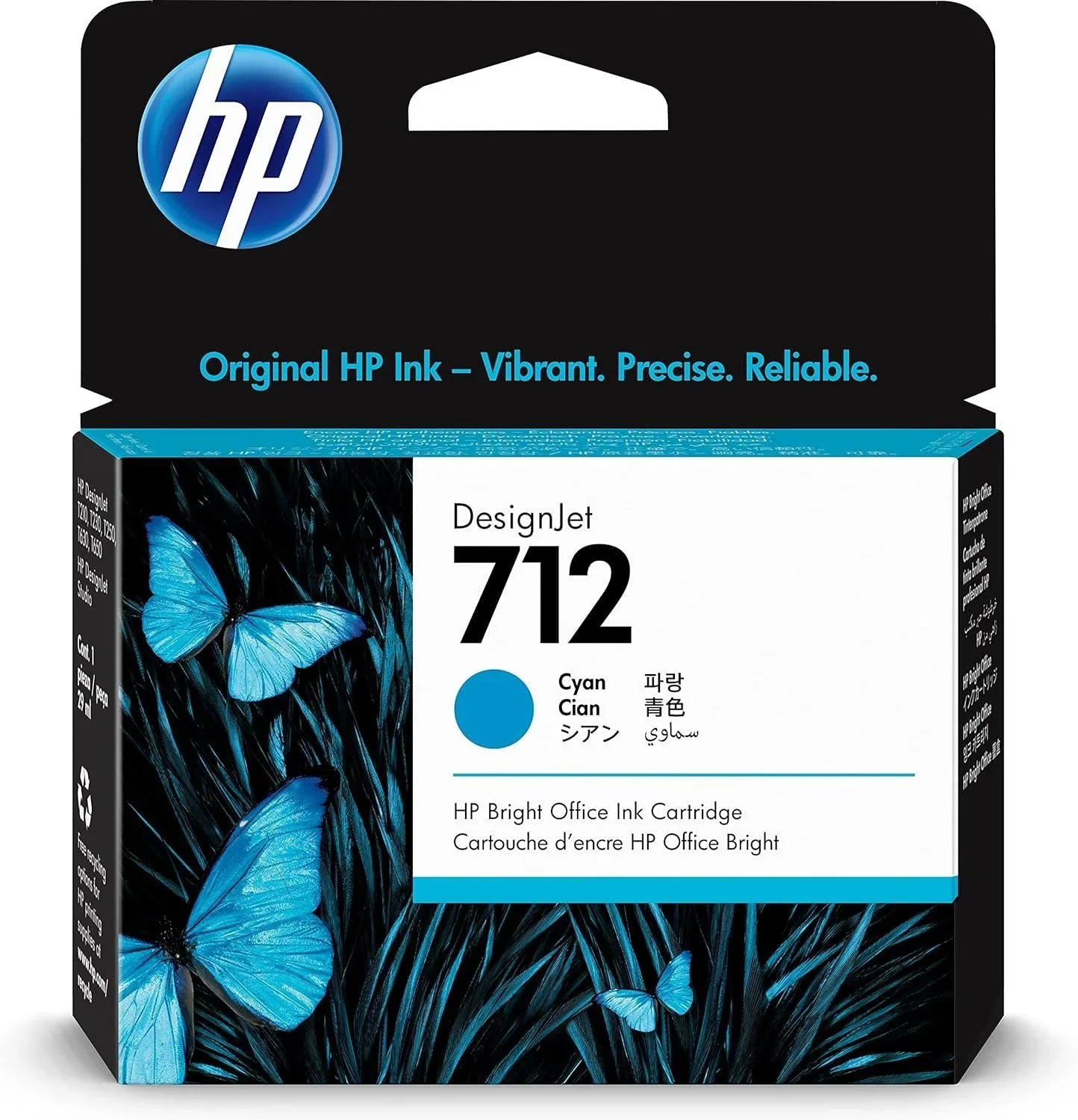 HP 712 3ED67A 29-ml Genuine HP Ink Cartridge with Original HP Ink, for DesignJet T650, T630, T250, T230 & Studio Large Format Plotter Printers and HP 713 DesignJet Printhead,Cyan - eBuy UAE